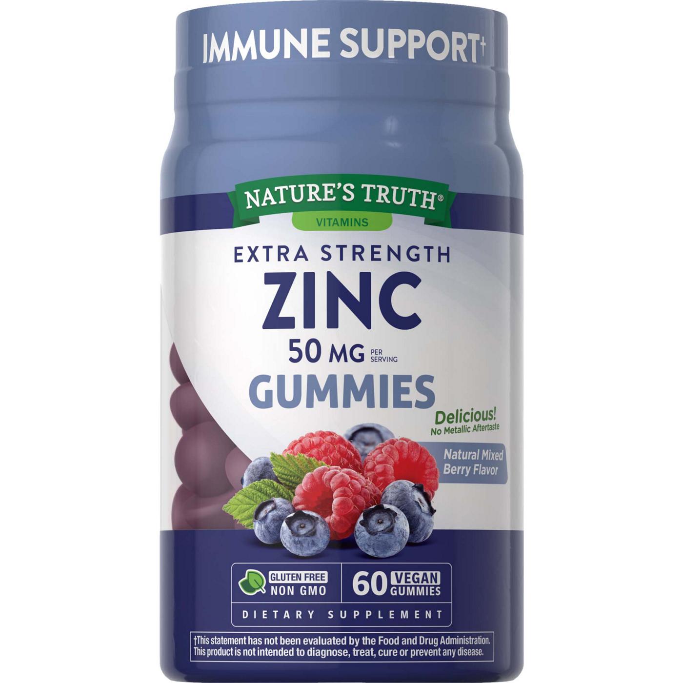 Nature's Truth Extra Strength Zinc 50 mg Mixed Berry Gummies; image 1 of 2