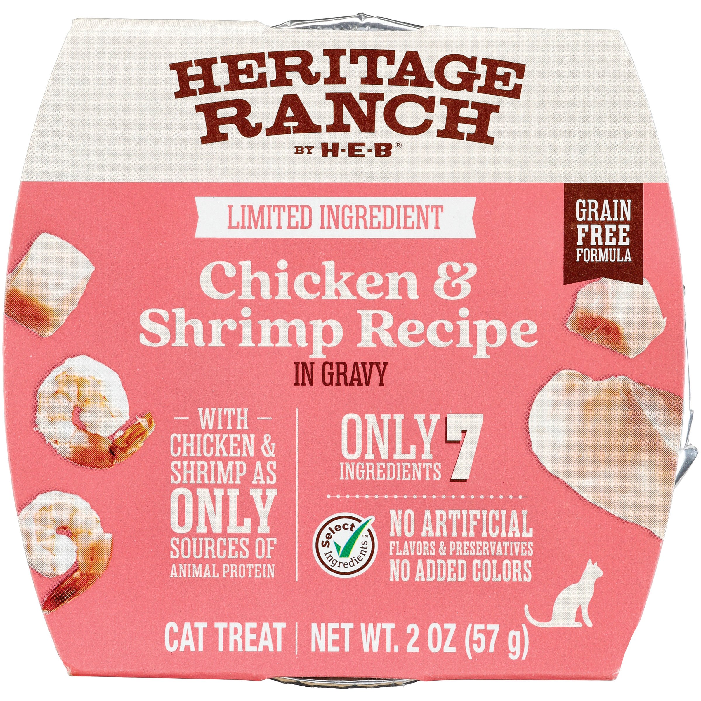 Heritage Ranch by H E B Limited Ingredient Grain Free Wet Cat Treat Chicken Shrimp