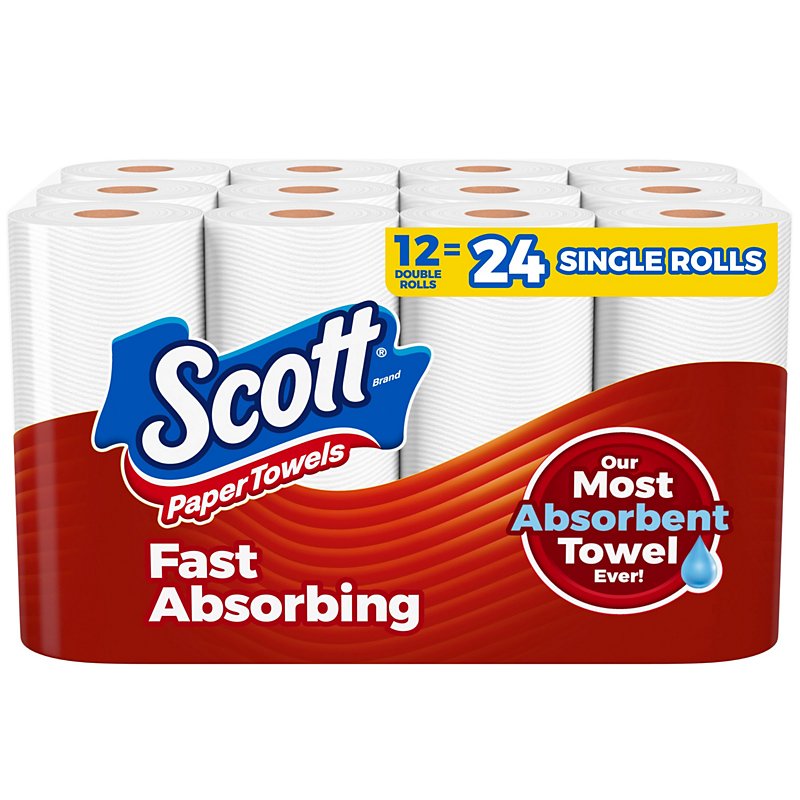 Scott Paper Towels Choose-A-Sheet White 12 Regular Rolls 6 Double 