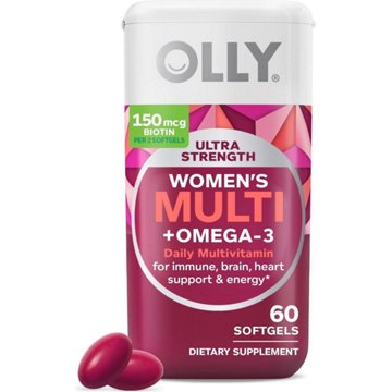 OLLY Ultra Strength Women's Multi & Omega-3 Immune Support Softgels, 60 ct