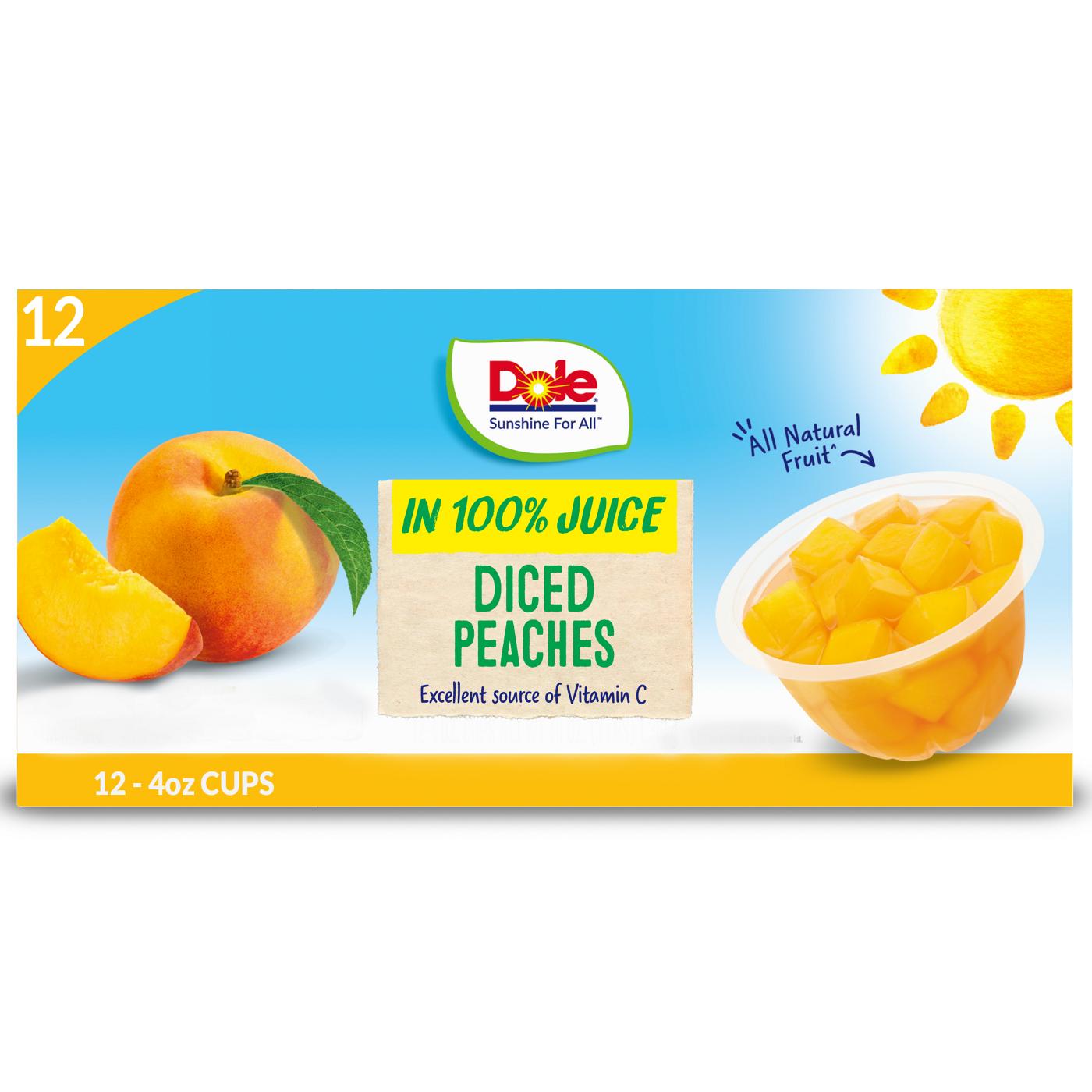 Dole Fruit Bowls - Diced Peaches in 100% Juice; image 1 of 8
