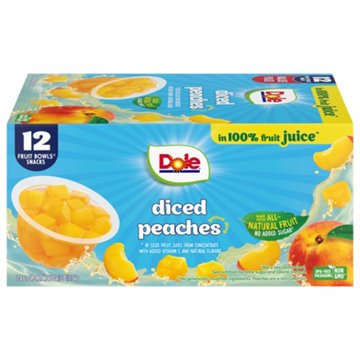 Dole Fruit Bowls - Diced Peaches in 100% Juice, 12 ct