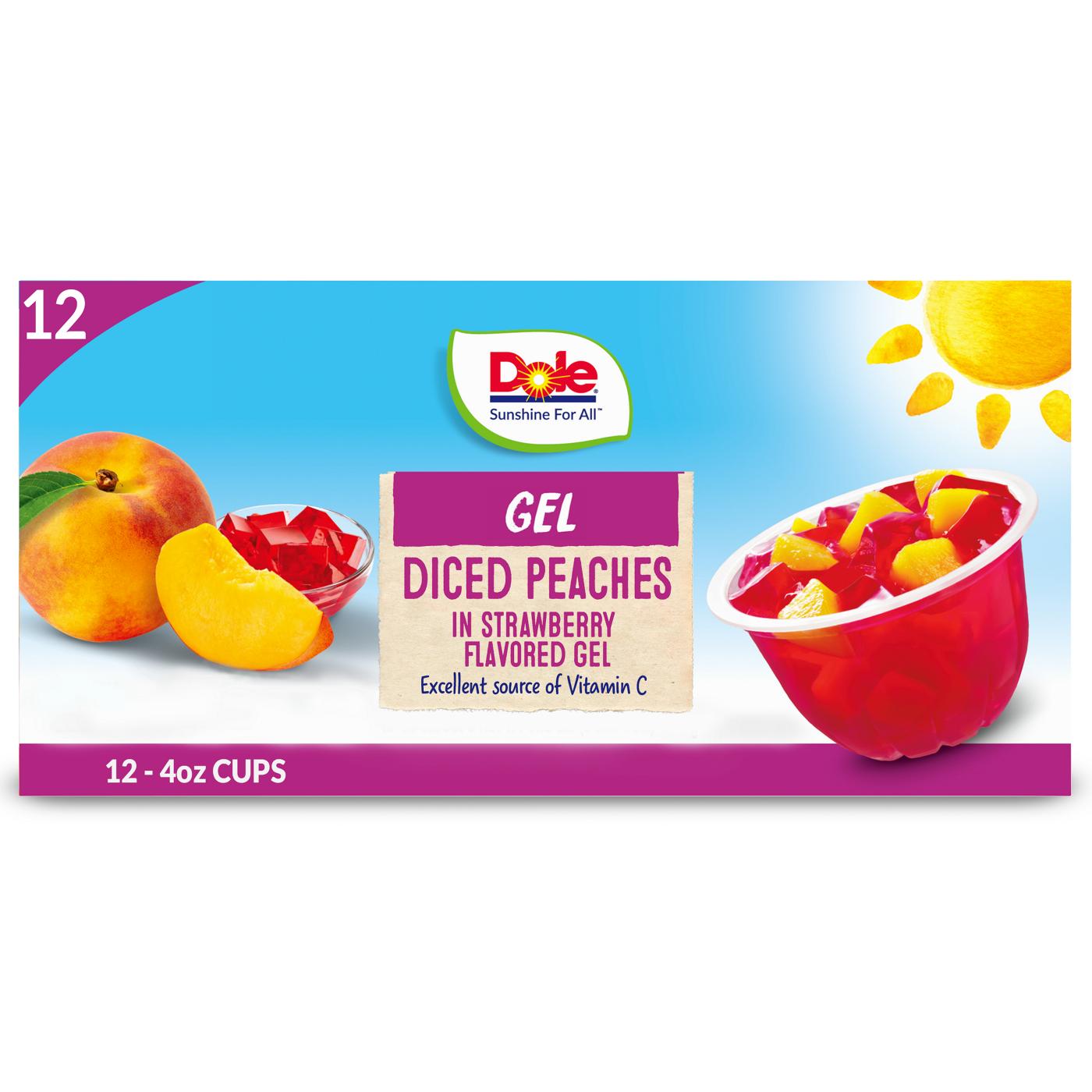 Dole Fruit Bowls - Diced Peaches in Strawberry Flavored Gel; image 1 of 7