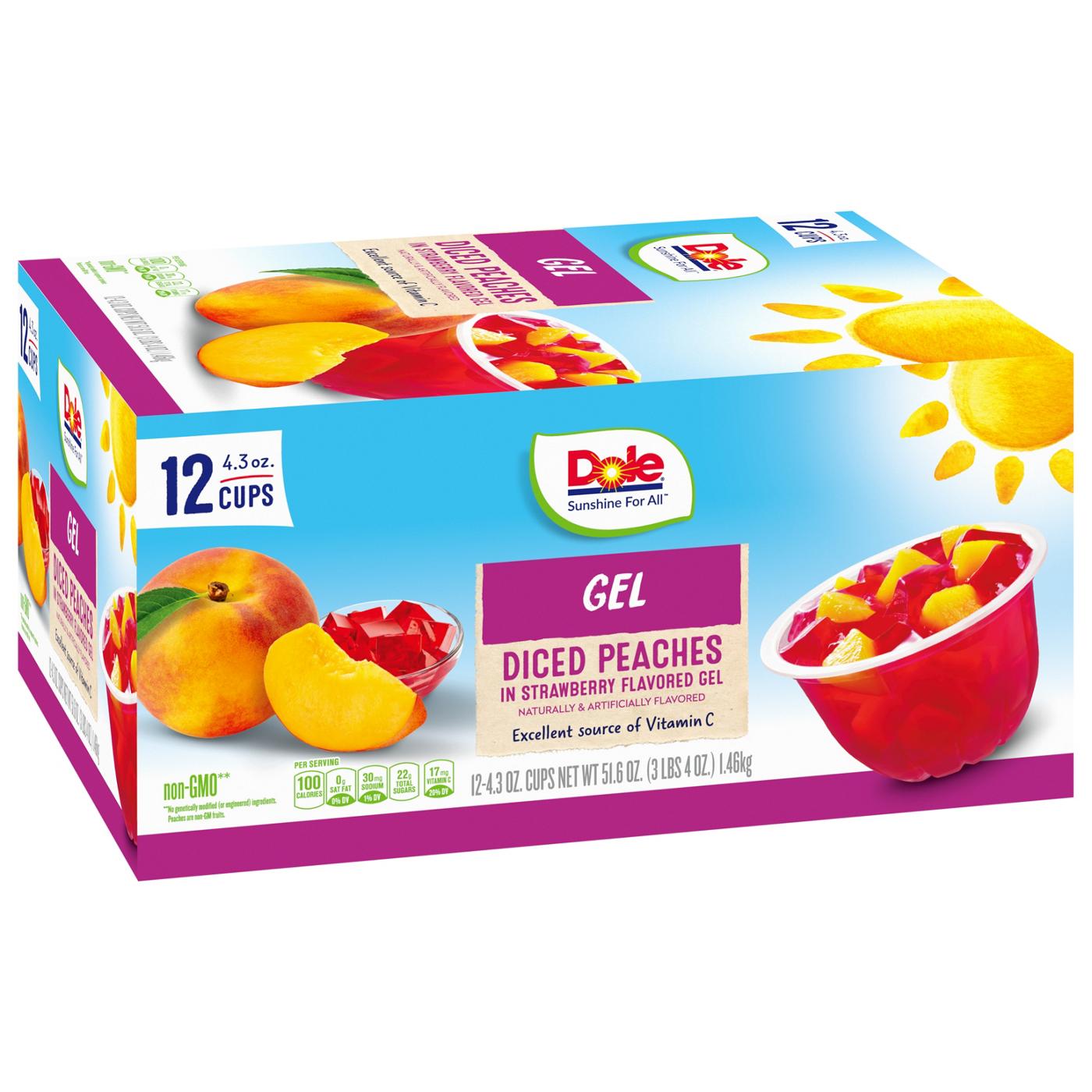 Dole Fruit Bowls - Diced Peaches in Strawberry Flavored Gel; image 3 of 7