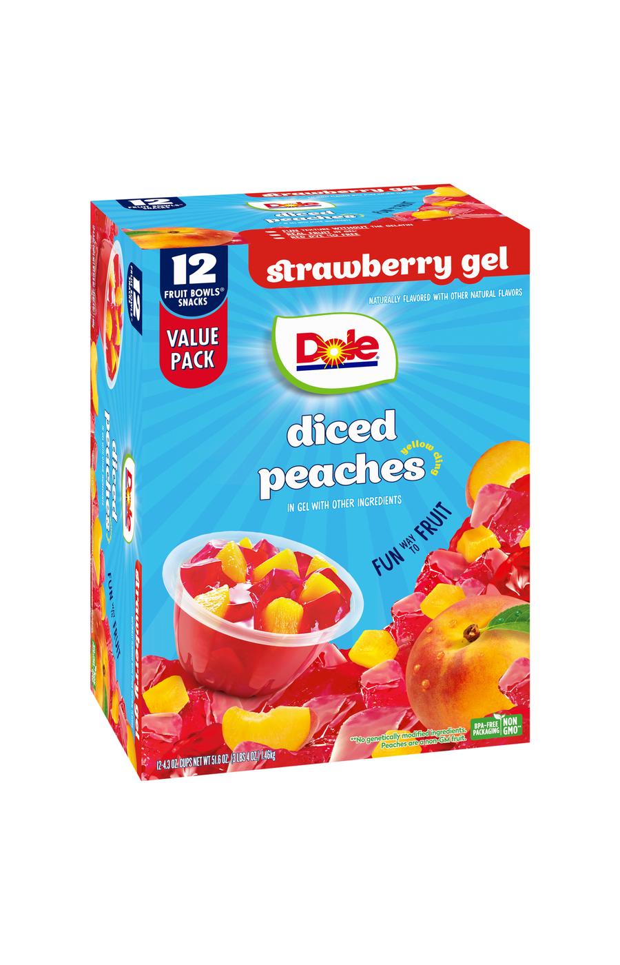 Dole Fruit Bowls - Diced Peaches in Strawberry Flavored Gel; image 4 of 9