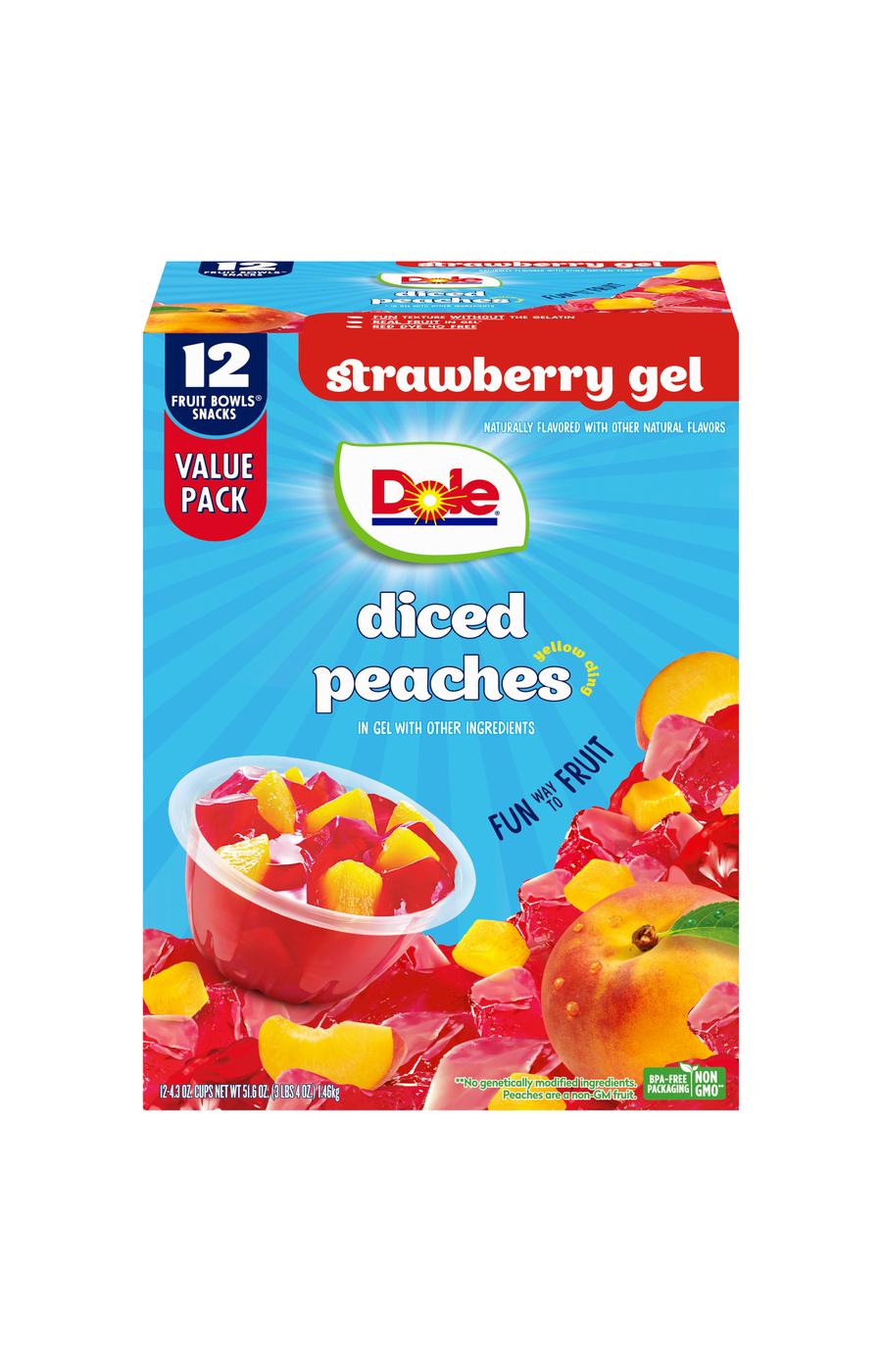 Dole Fruit Bowls - Diced Peaches in Strawberry Flavored Gel; image 6 of 9