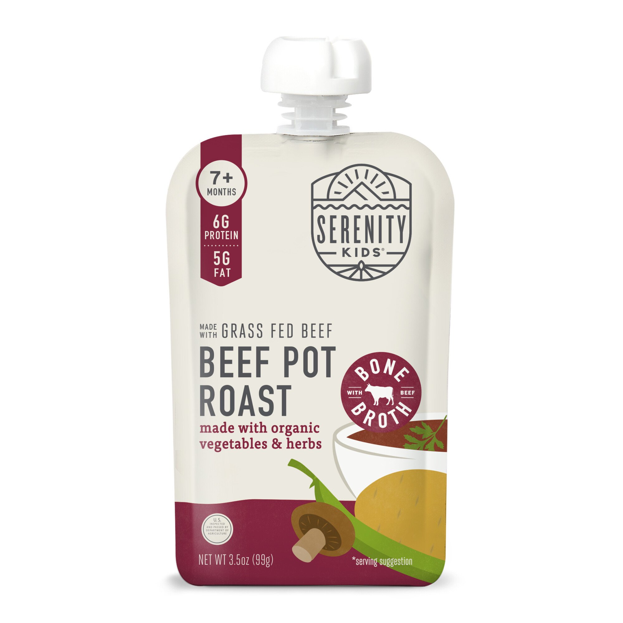 Serenity Kids Baby Food Pouch - Beef Pot Roast with Bone Broth, 3.5 oz