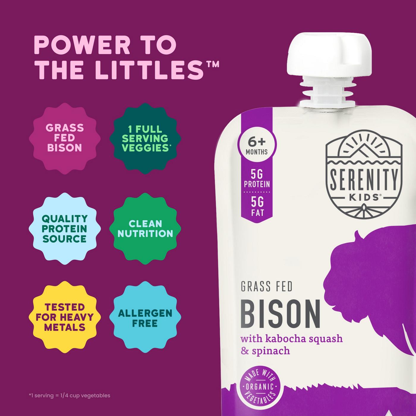 Serenity Kids Organic Pouch - Grass Fed Bison Kabocha Squash & Spinach; image 4 of 8