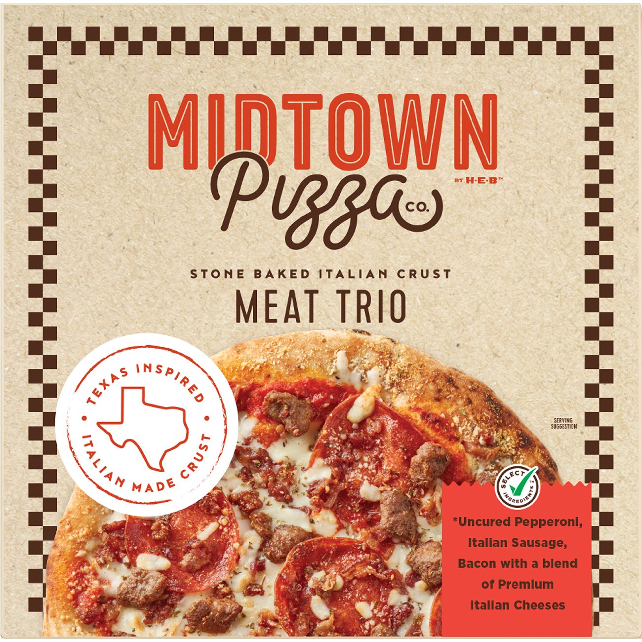 Midtown by H-E-B Meat Trio Stone Baked Italian Crust Pizza, 18.7 oz