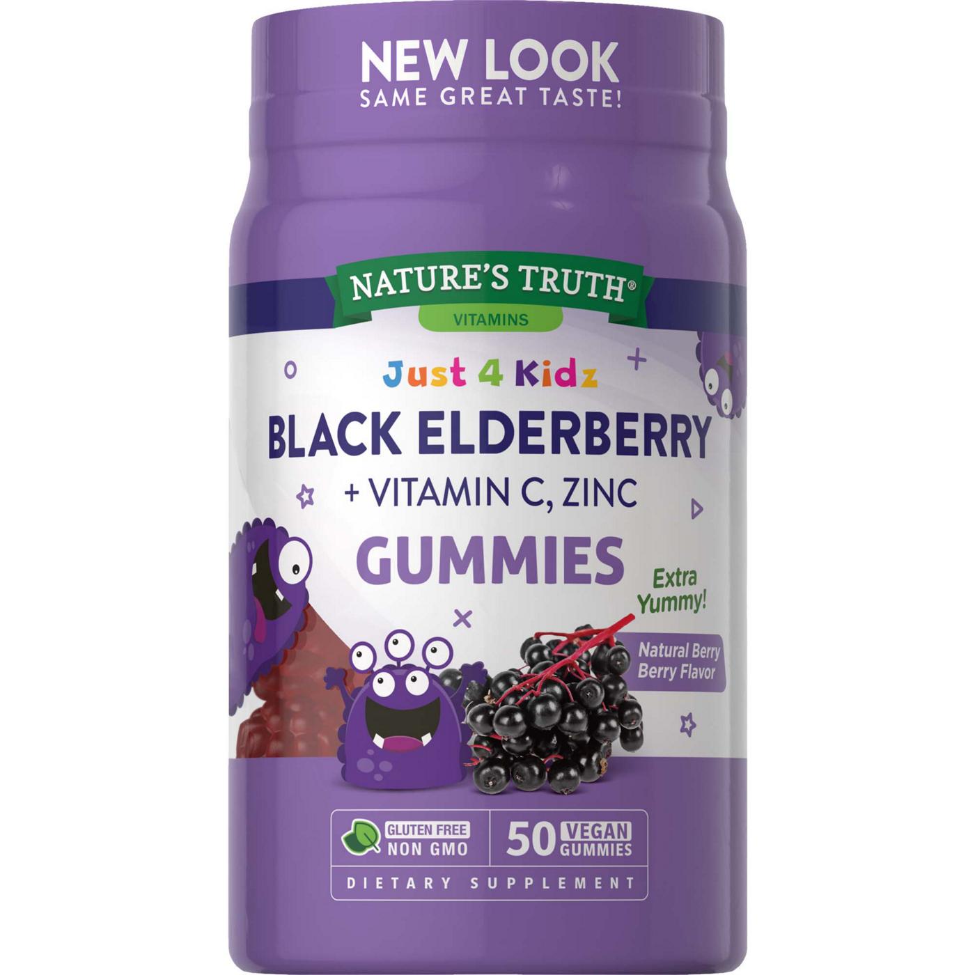 Nature's Truth Just 4 Kidz Black Elderberry + Vitamin C Zinc Berry Burst Gummies; image 1 of 4