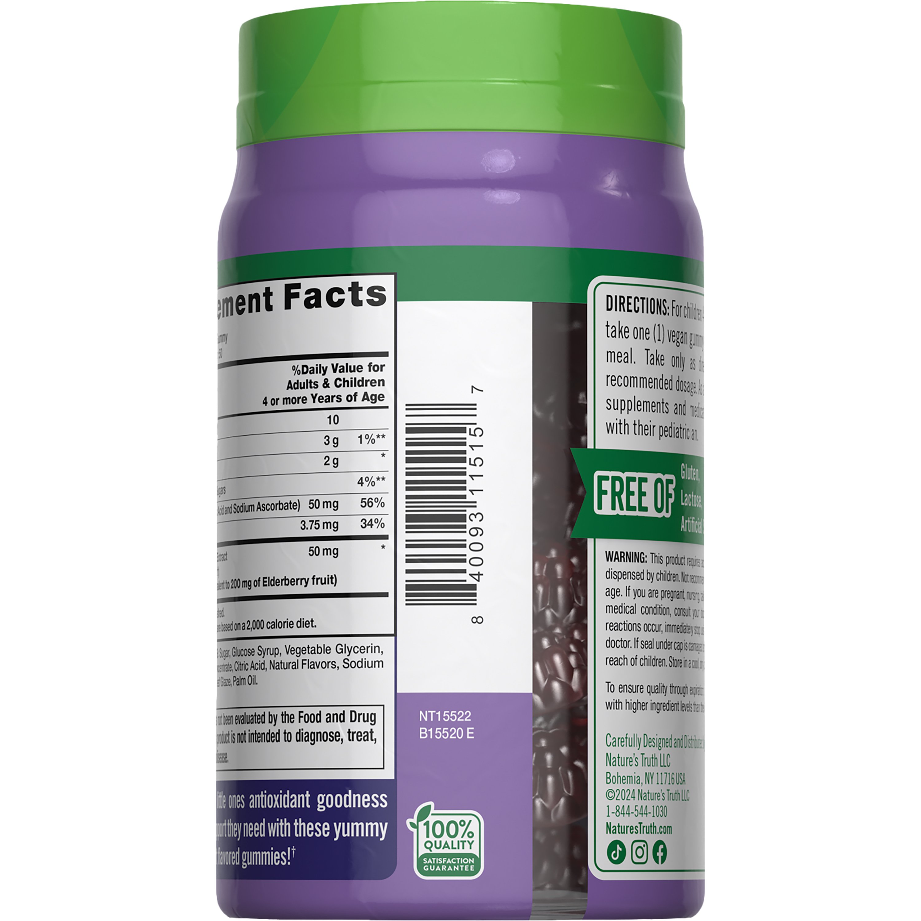 Nature's Truth Just Kidz Black Elderberry Vitamin C Zinc Berry