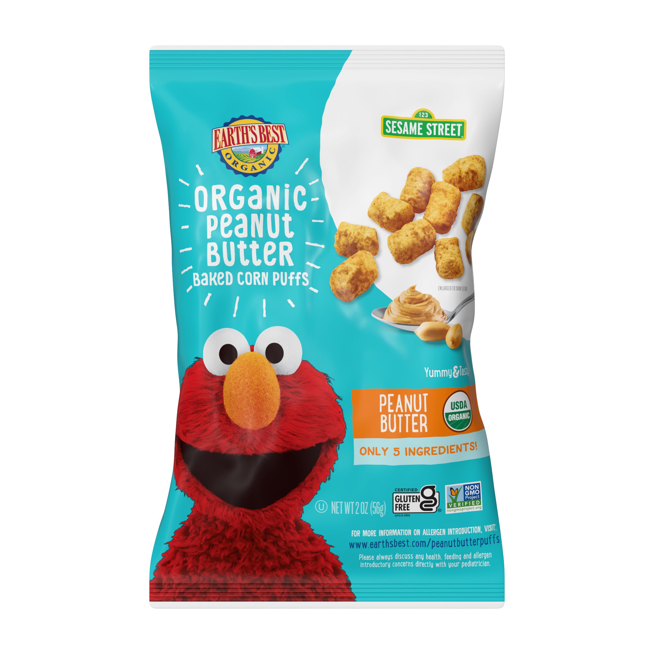 Earth's Best Organic Peanut Butter Baked Corn Puffs, 2.5 oz