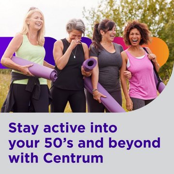 Centrum Silver Women's Multivitamin for Women 50 Plus, Multivitamin/Multimineral Supplement with Vitamin D3, B Vitamins, Non-GMO Ingredients, Supports memory and cognition in older adults, 100 ct