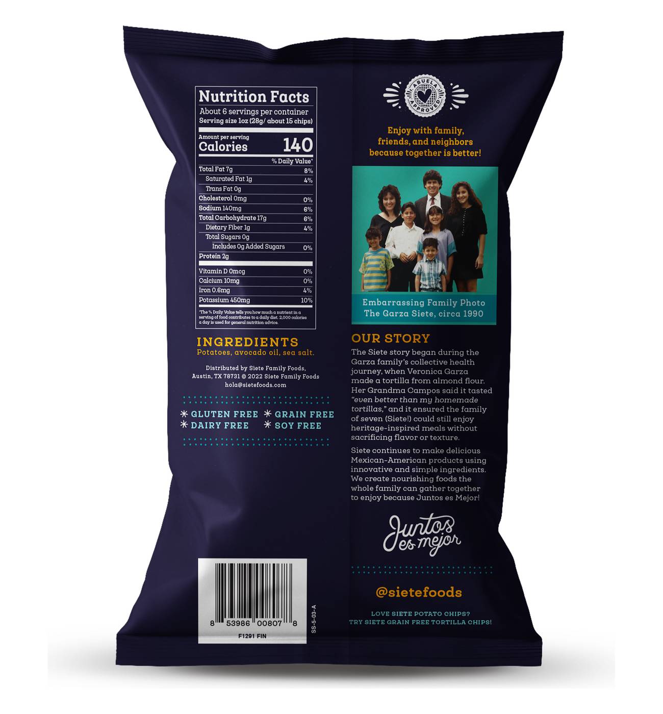 Siete Sea Salt Kettle Cooked Potato Chips; image 6 of 6