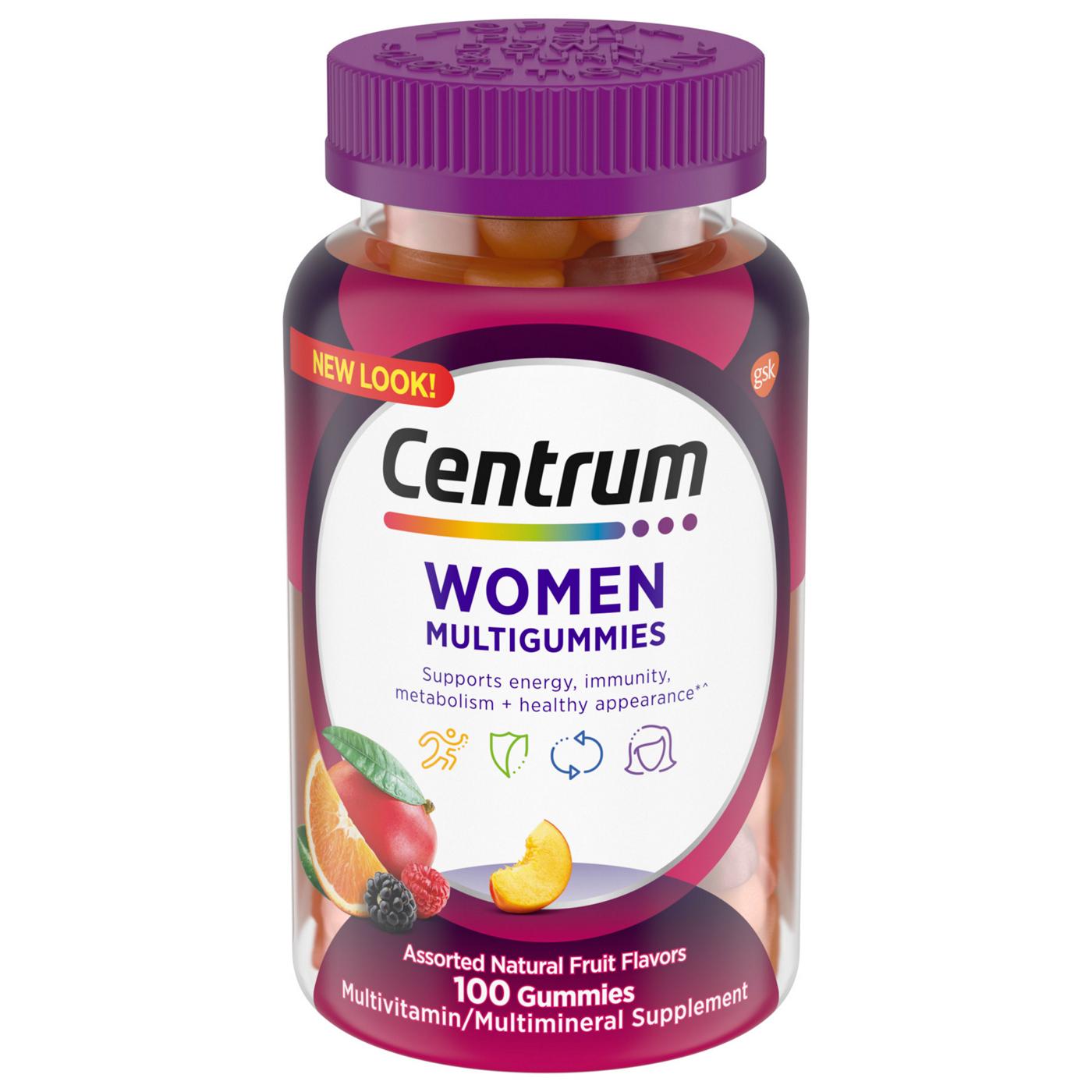 Centrum MultiGummies Gummy Multivitamin for Women, Multivitamin/Multimineral Supplement with Vitamin D3, B Vitamins and Antioxidants, Assorted Fruit Flavor; image 1 of 2