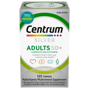 Centrum Silver Multivitamin for Adults 50 Plus, Multivitamin/Multimineral Supplement, Vitamin D3, B-Vitamins, Gluten Free, Non-GMO Ingredients, Supports memory and cognition in older adults, 125 ct