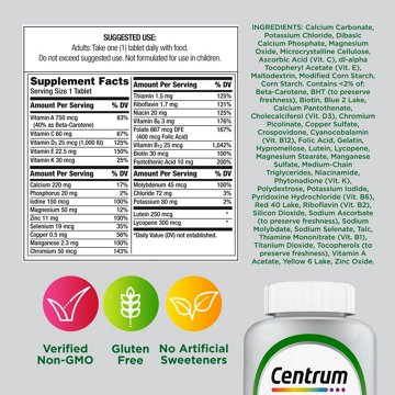 Centrum Silver Multivitamin for Adults 50 Plus, Multivitamin/Multimineral Supplement, Vitamin D3, B-Vitamins, Gluten Free, Non-GMO Ingredients, Supports memory and cognition in older adults