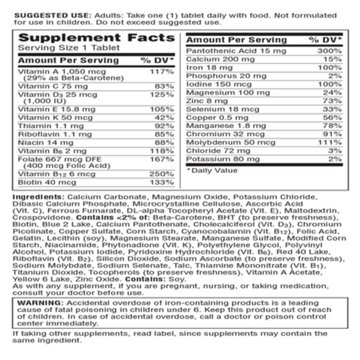 Centrum Multivitamin for Women, Multivitamin/Multimineral Supplement with Iron, Vitamin D3, B Vitamins and Antioxidant Vitamins C and E, Gluten Free, Non-GMO Ingredients