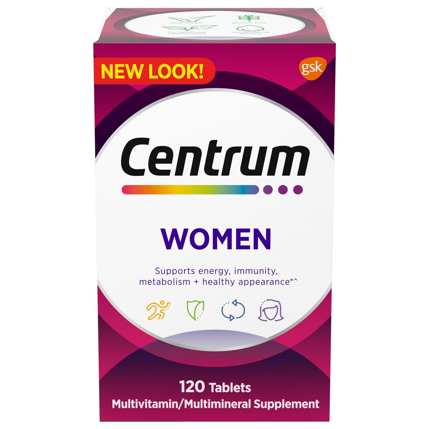Centrum Multivitamin for Women, Multivitamin/Multimineral Supplement with Iron, Vitamin D3, B Vitamins and Antioxidant Vitamins C and E, Gluten Free, Non-GMO Ingredients; image 1 of 7