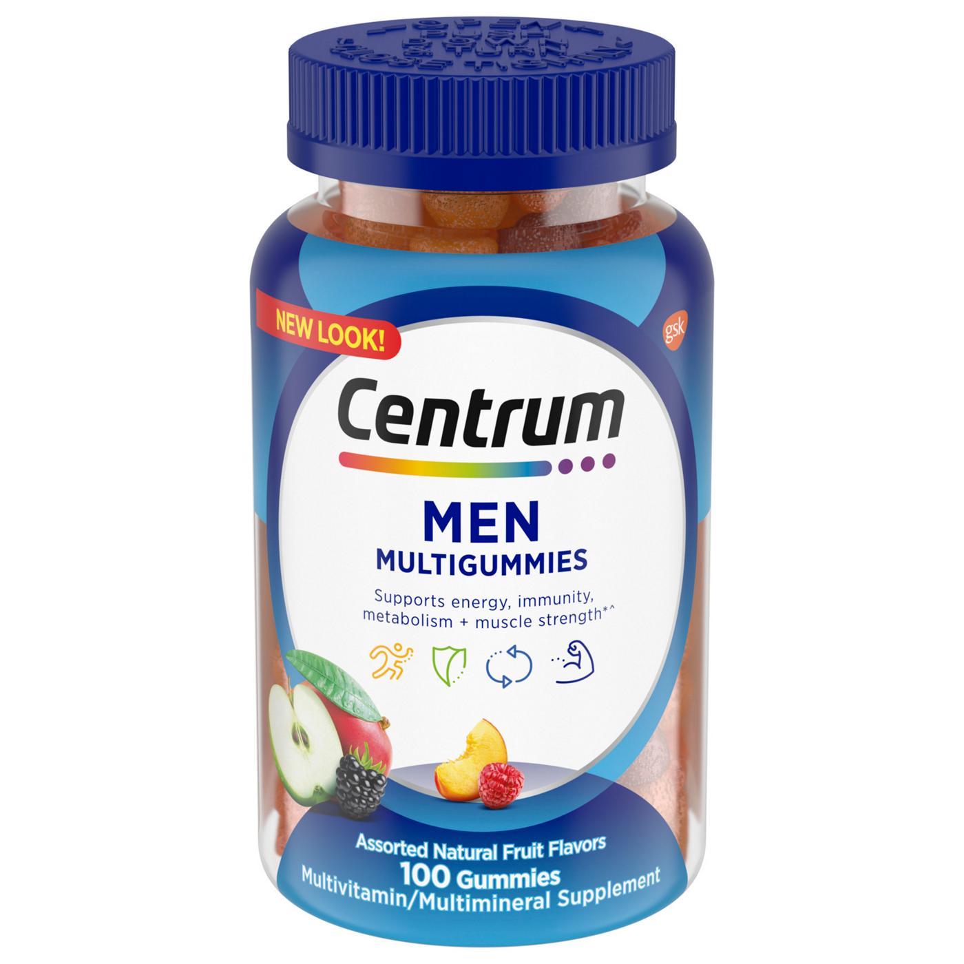 Centrum MultiGummies Gummy Multivitamin for Men, Multivitamin/Multimineral Supplement with Selenium, Antioxidants and Vitamin D3, Assorted Fruit Flavor; image 1 of 2