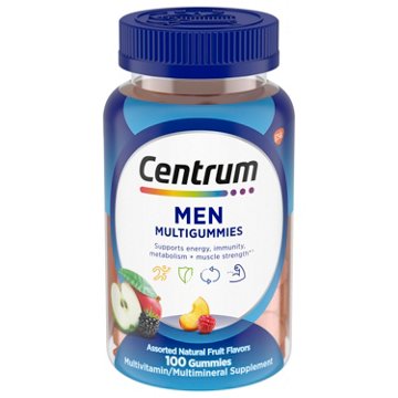 Centrum MultiGummies Gummy Multivitamin for Men, Multivitamin/Multimineral Supplement with Selenium, Antioxidants and Vitamin D3, Assorted Fruit Flavor