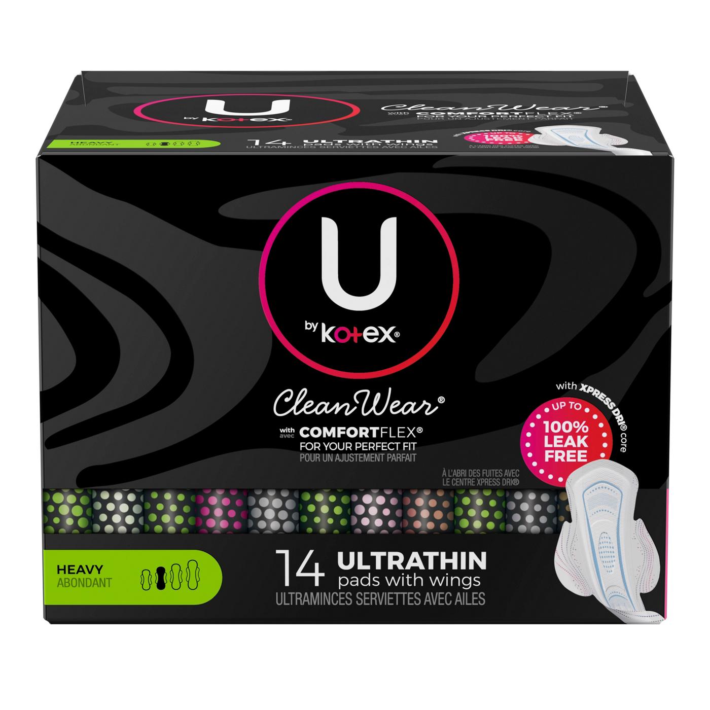 U CleanWear Ultra Thin Heavy Pads with Wings; image 1 of 8