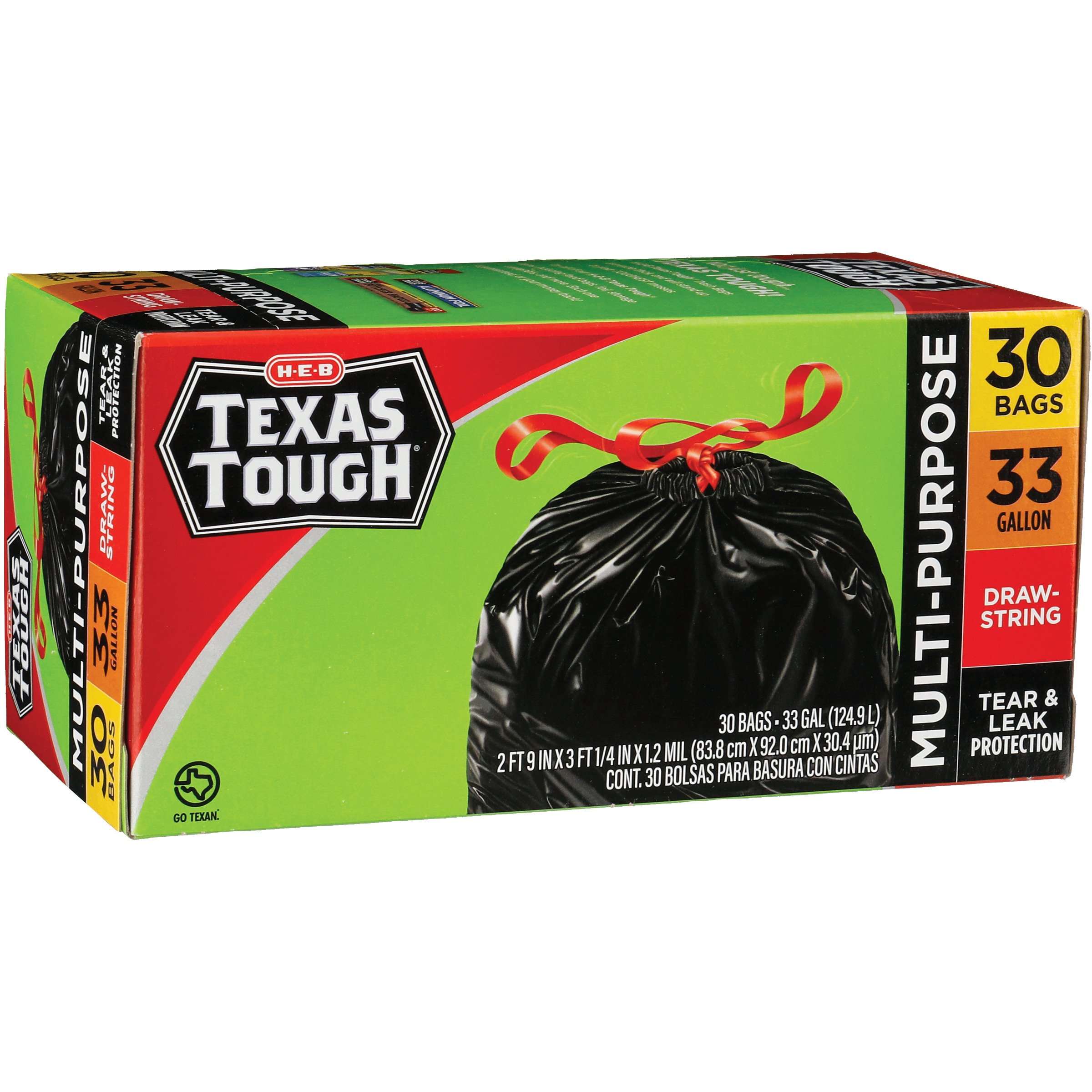 H-E-B Texas Tough Large Multipurpose Flex Trash Bags, 33 Gallon - Shop ...