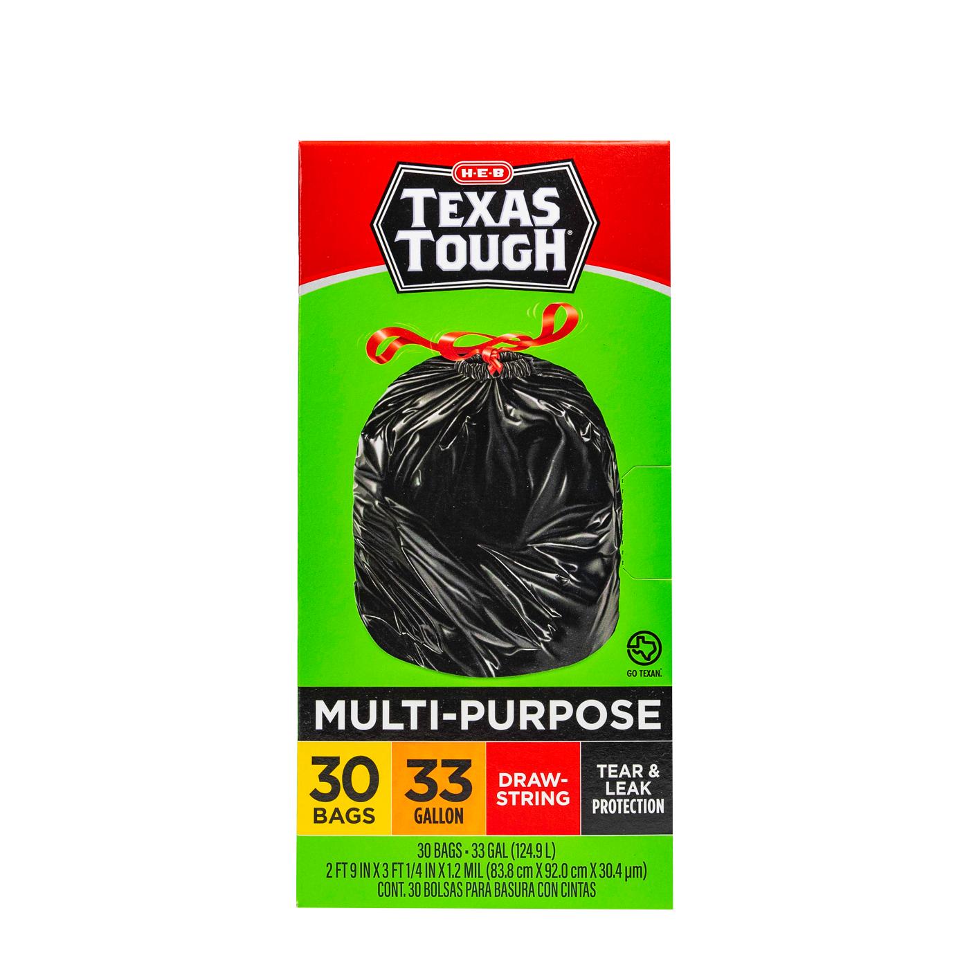 H-E-B Texas Tough Large Multipurpose Flex Trash Bags, 33 Gallon; image 1 of 5