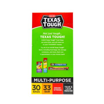 H-E-B Texas Tough Large Multipurpose Flex Trash Bags, 33 Gallon, 30 ct