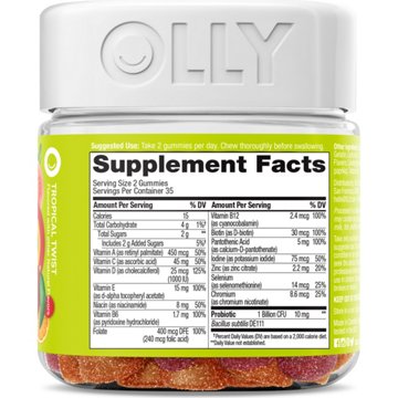 OLLY Daily Multivitamin & Probiotic 1 Billion CFU Digestive Support Gummies - Tropical Twist