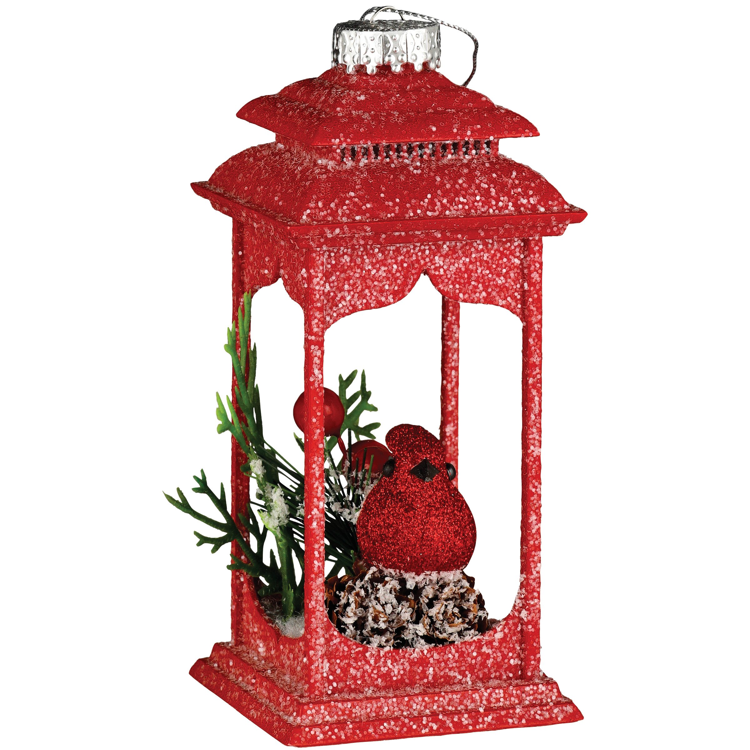 Thirty Fourth & Main Holiday Lantern with Cardinal Christmas Ornament