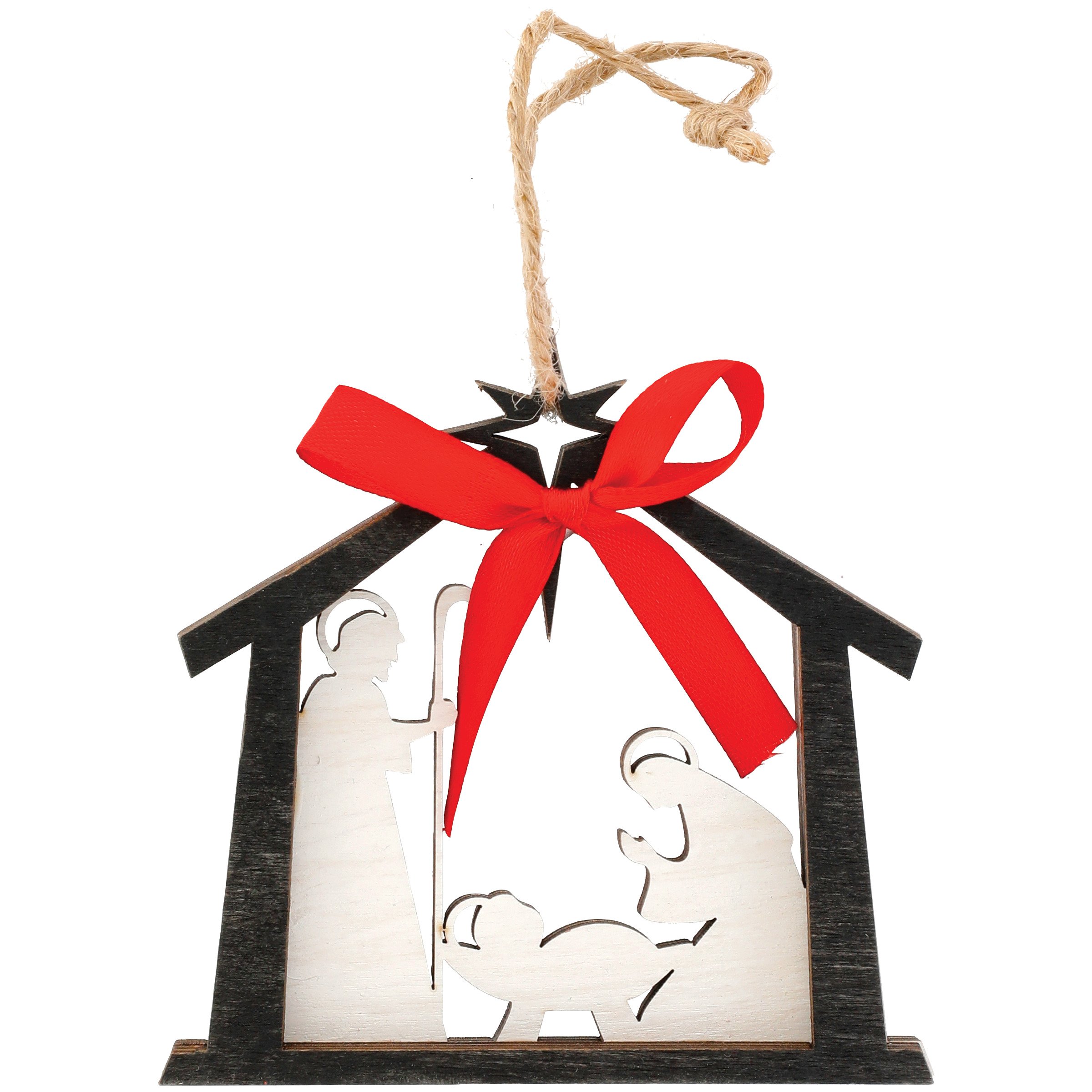 thumbnail image 2 of 2-Pack Wooden Nativity Scene Decorations With LED Lights - 3D Cross Shape Christmas Religious Decor 2 of 12