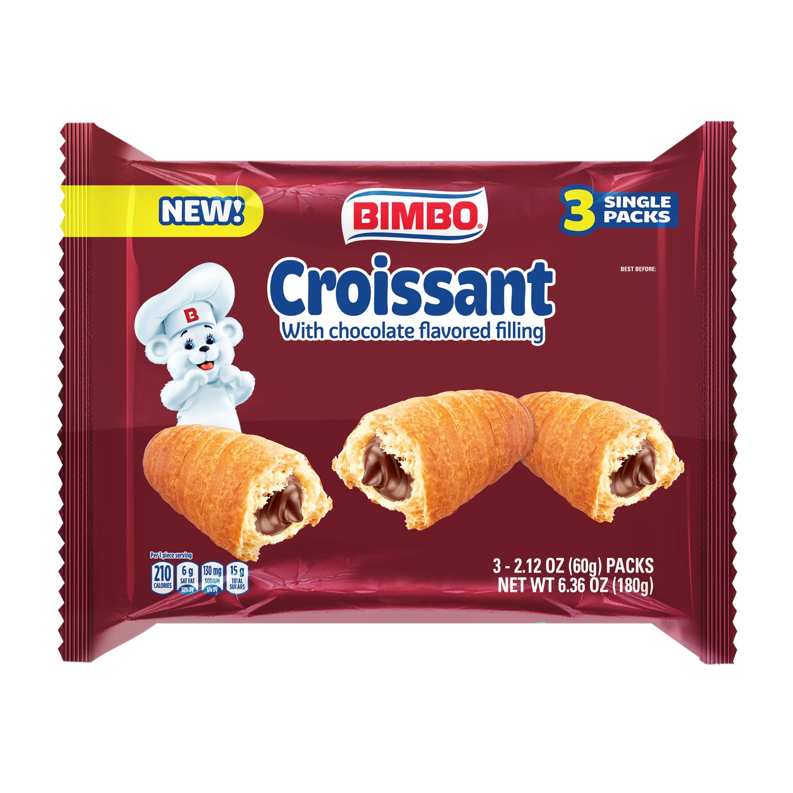 BIMBO Bimbo Chocolate Filled Croissant 3CT Shop Snack cakes at HEB