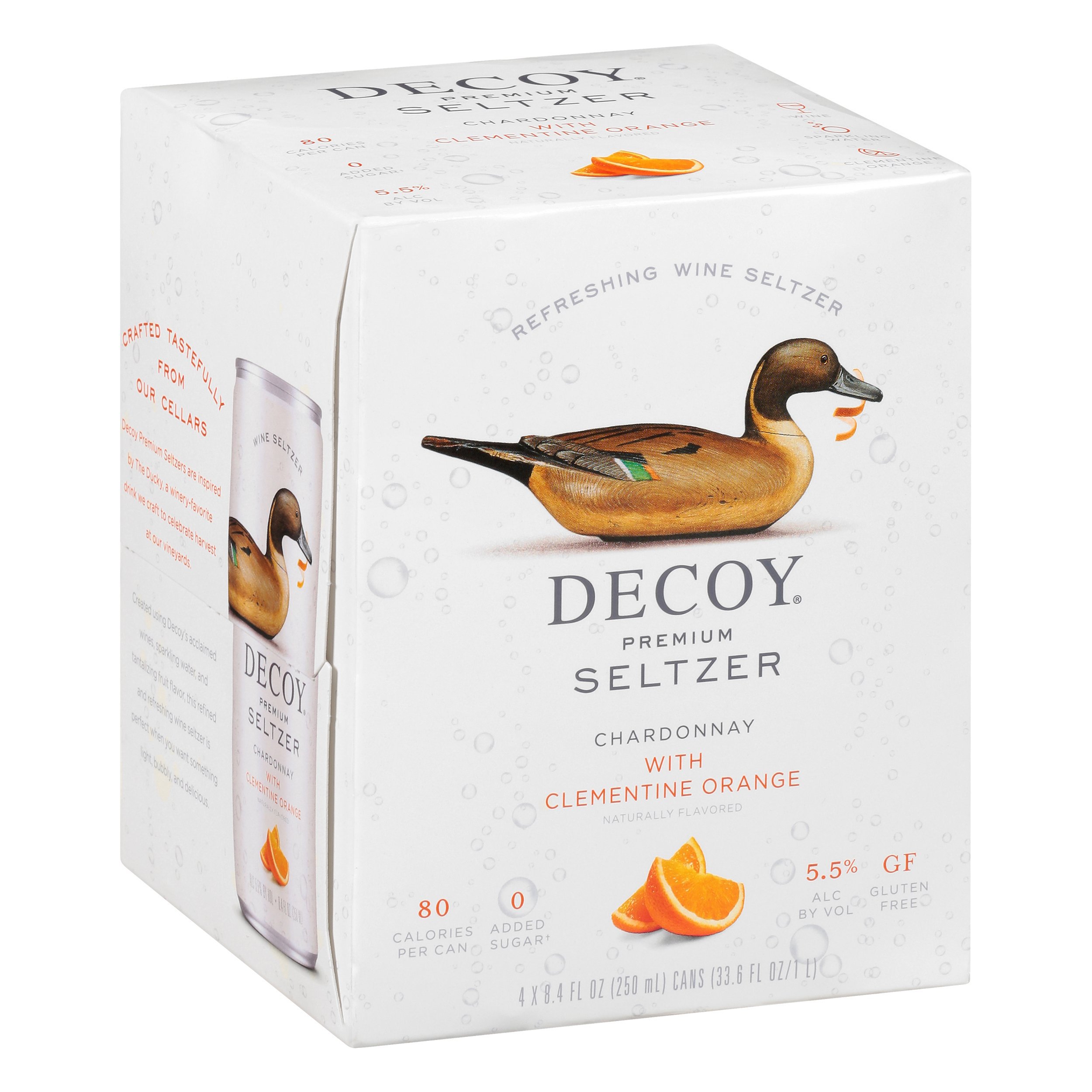 Decoy Premium Seltzer Chardonnay with Clementine Orange, 8.4 oz Cans