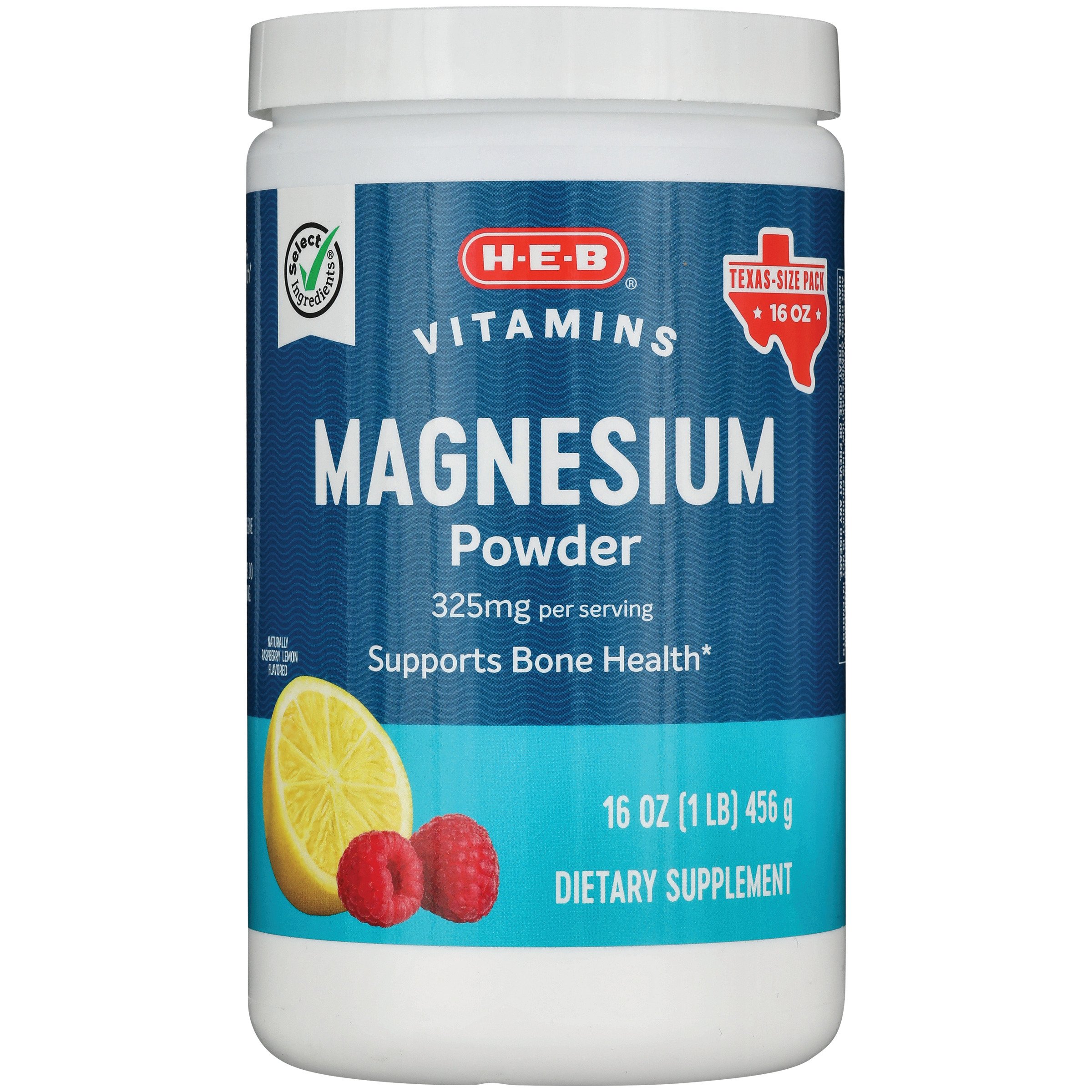 H-E-B Vitamins Magnesium Powder - Raspberry Lemon, Texas-Size Pack, 16 oz