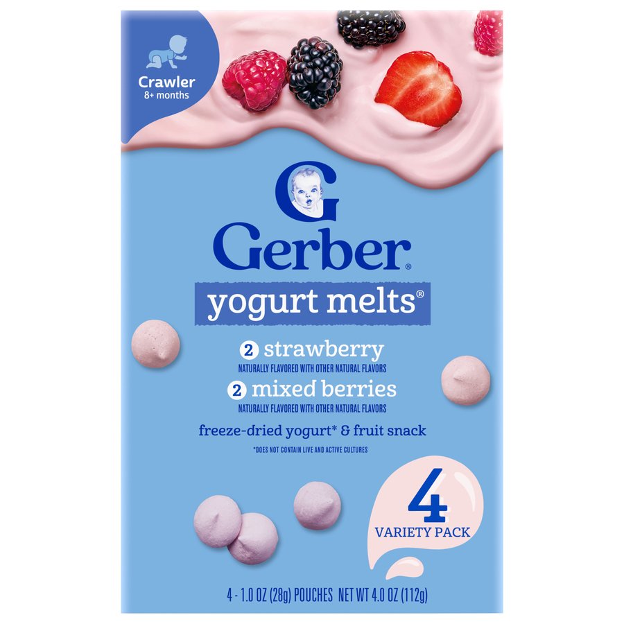 Gerber Yogurt Melts Variety Pack - Strawberry & Mixed Berries, 4 ct