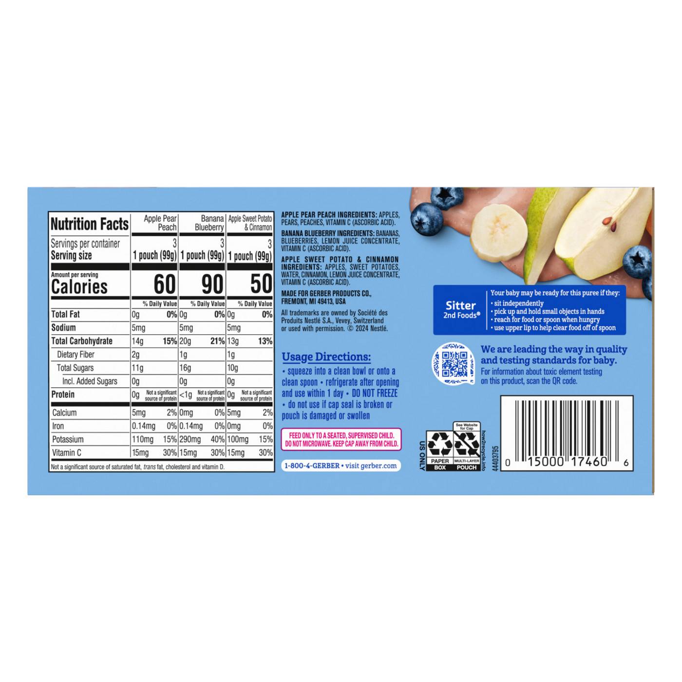 Gerber Natural for Toddler Pouches Variety Pack - Fruit & Veggie Favorites; image 2 of 8