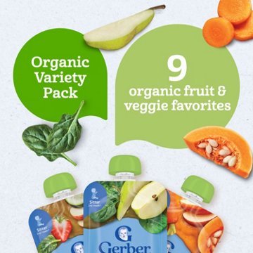 Gerber Organic for Baby Pouches Variety Pack - Fruit & Veggie Favorites