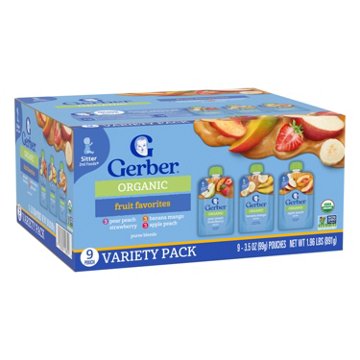 Gerber Organic for Baby Pouches Variety Pack - Fruit Favorites