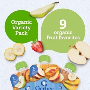 Gerber Organic for Baby Pouches Variety Pack - Fruit Favorites