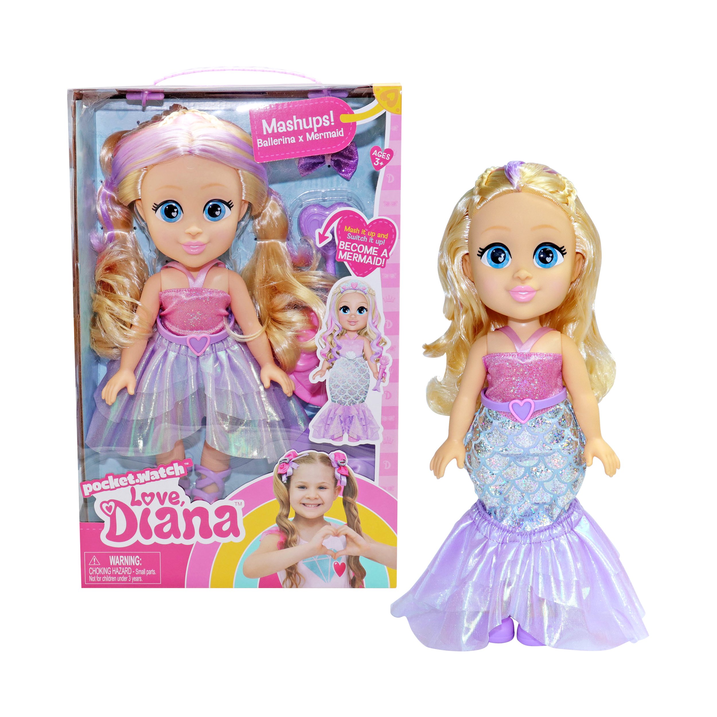 Pocket Watch Love, Diana Mashups Doll, Assorted - Shop Action