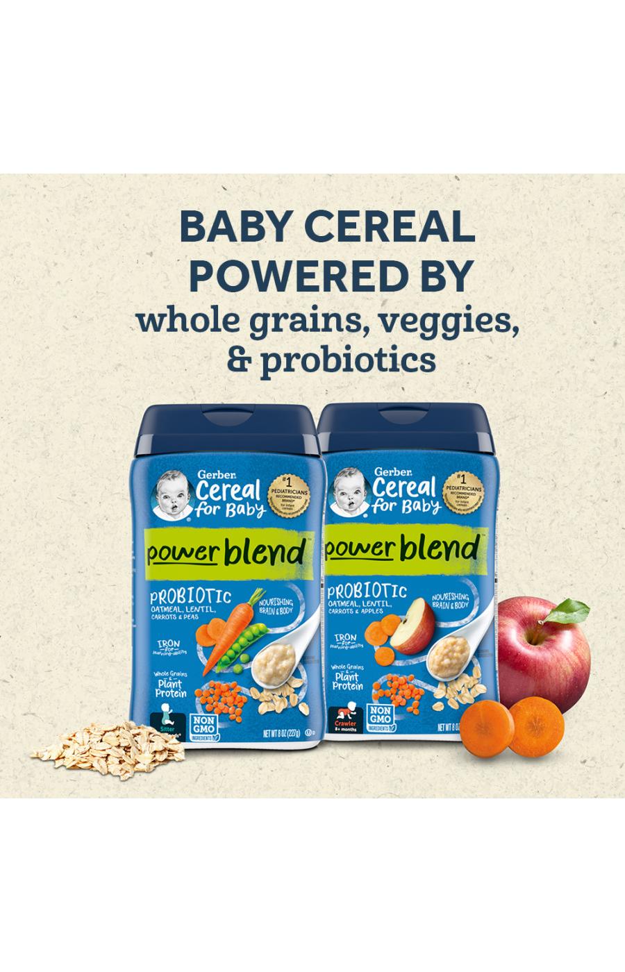 Gerber Cereal for Baby PowerBlend Probiotic - Oatmeal Lentil Carrots & Apples; image 2 of 8