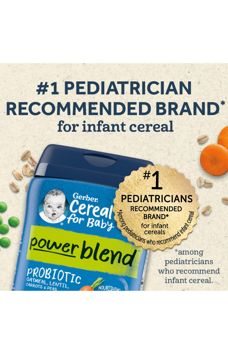 Gerber Cereal for Baby PowerBlend Probiotic - Oatmeal Lentil Carrots & Apples; image 6 of 8