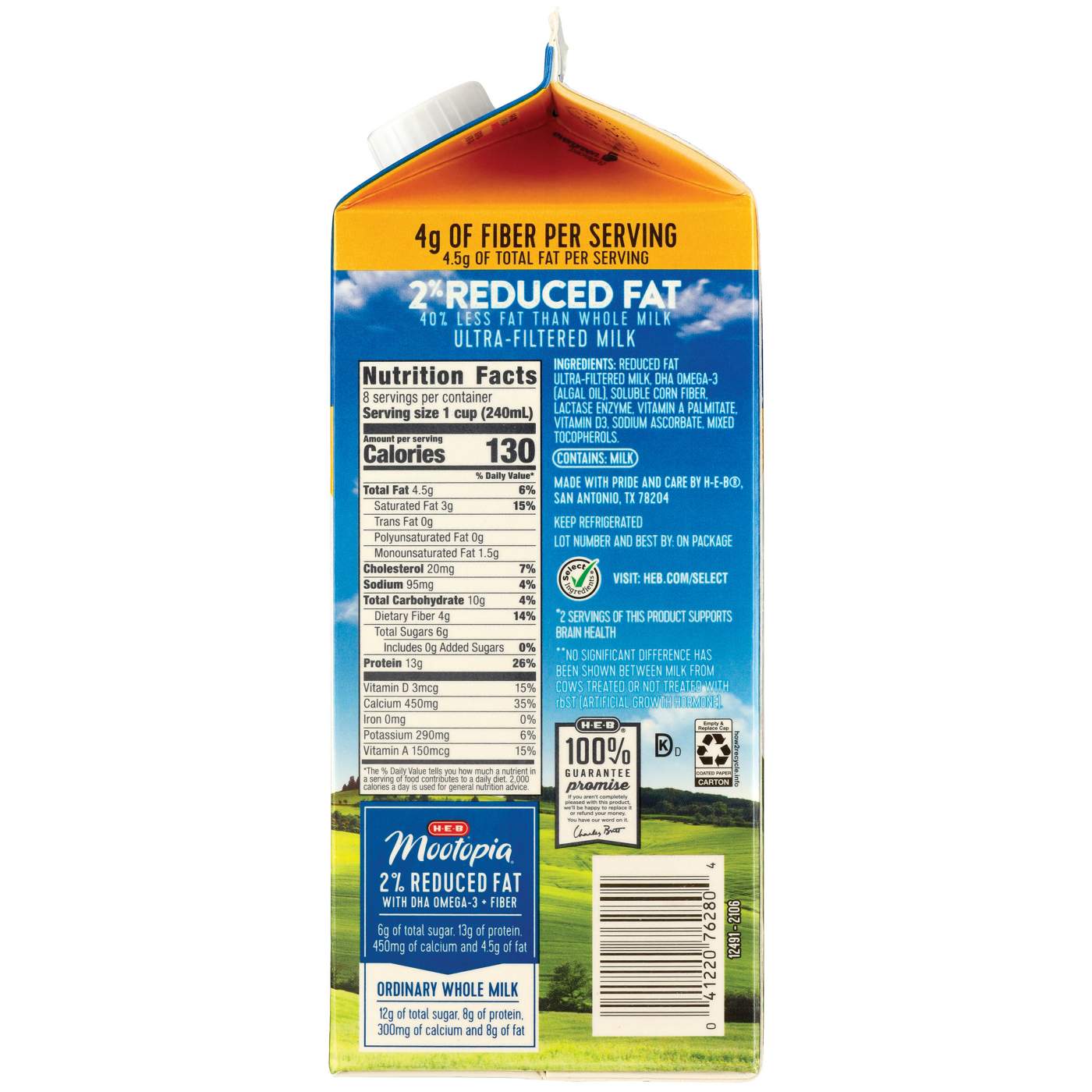 H-E-B Mootopia Lactose-Free DHA Omega-3 2% Reduced Fat Milk; image 2 of 2