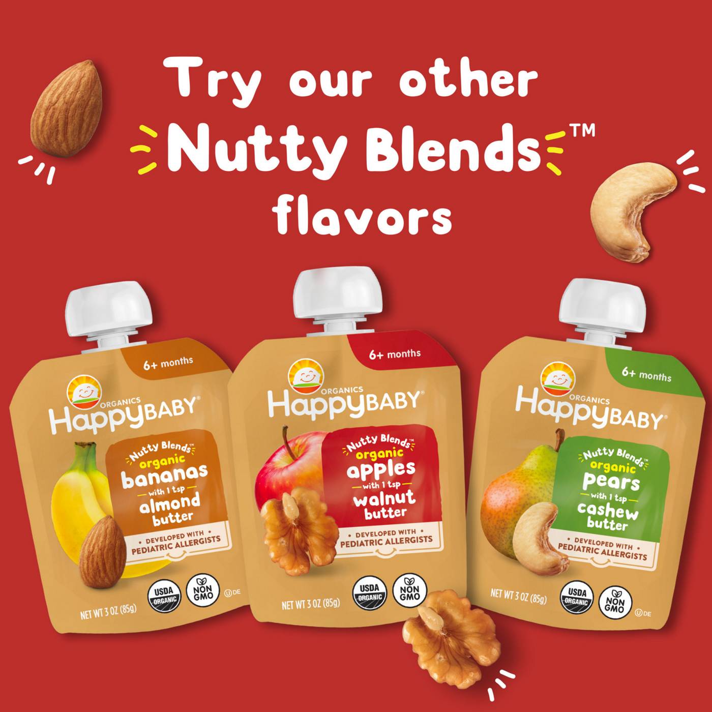 Happy Baby Organics Nutty Blends Stage 2 Pears & Cashew Butter Organic; image 5 of 10