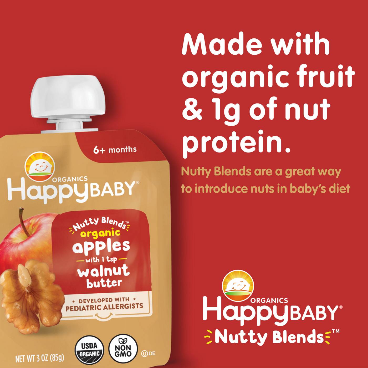Happy Baby Organics Nutty Blends Stage 2 Apple & Walnut Butter Organic; image 10 of 10