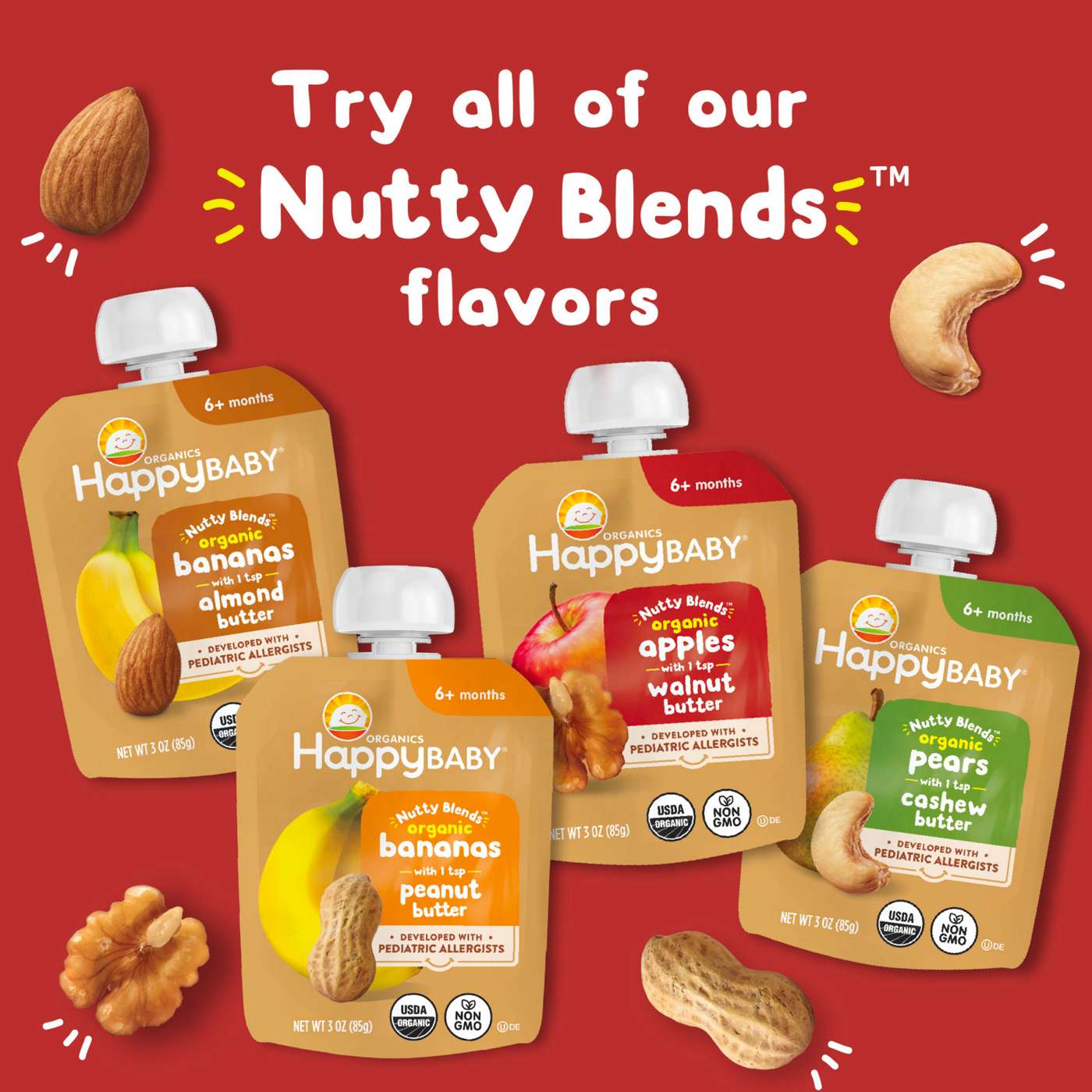 Happy Baby Organics Nutty Blends Stage 2 Bananas & Almond Butter; image 4 of 10