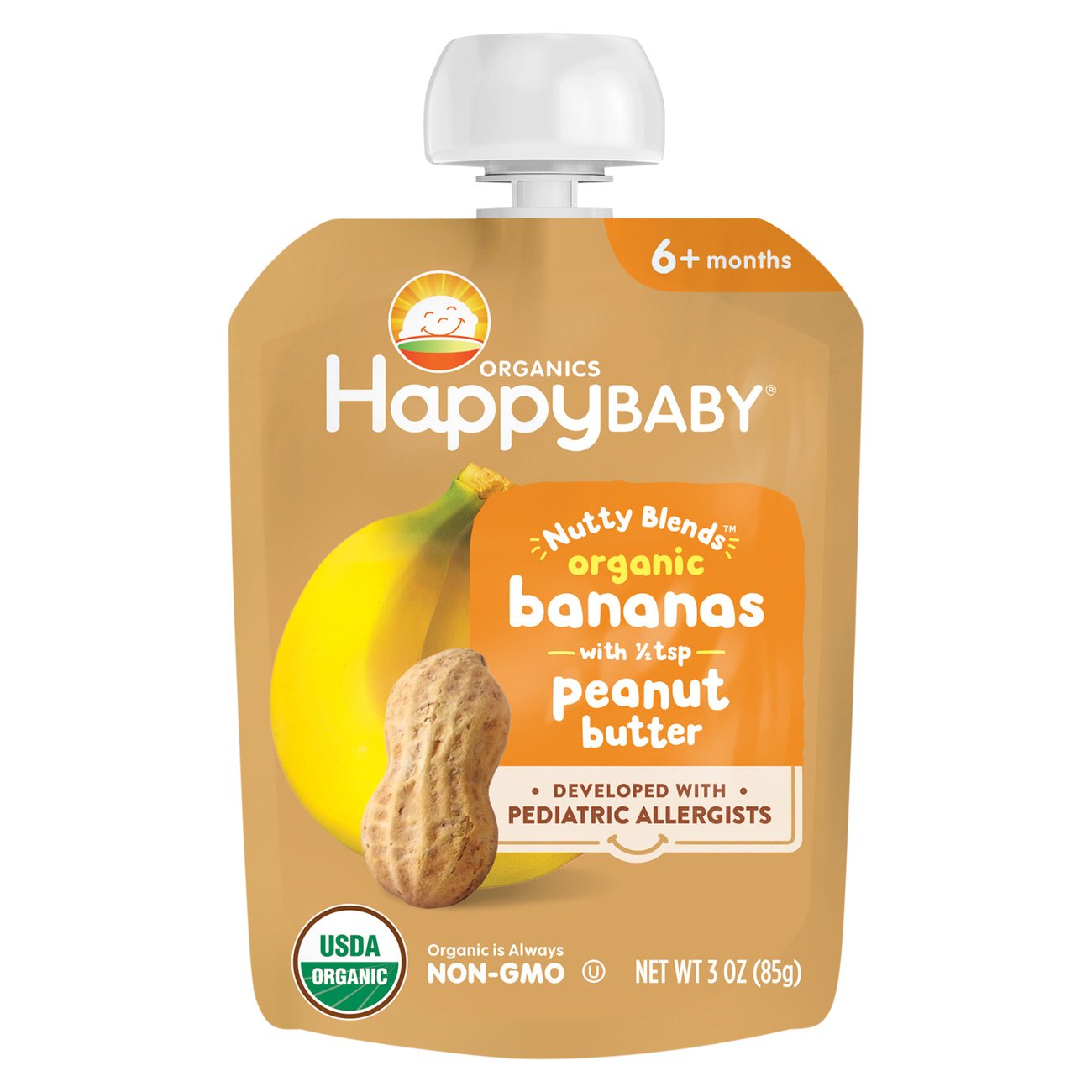 Happy Baby Organics Nutty Blends Bananas With Peanut Butter Baby Food ...