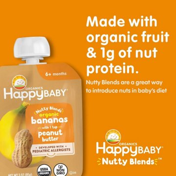 Happy Baby Nutty Blends Stage 2 Organic Bananas With Peanut Butter Baby Food Pouch