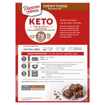 Duncan Hines Keto Friendly Gluten Free No Sugar Added Chewy Fudge Brownie Mix, 10 oz